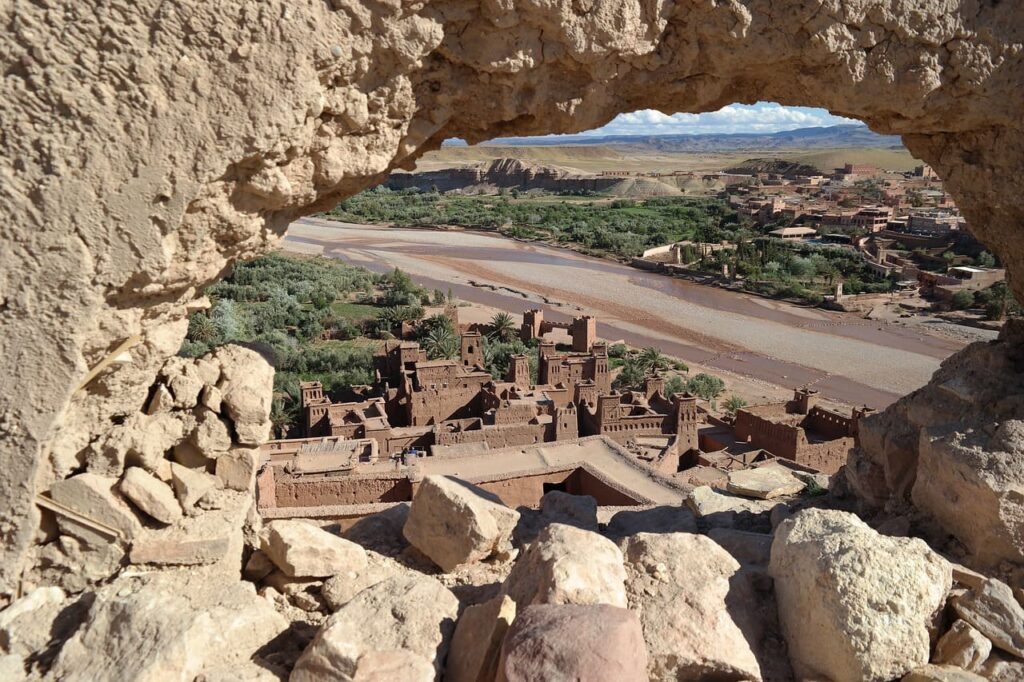 Amazing rock formations at Dades Gorges during a desert trip from Marrakech to Fes.