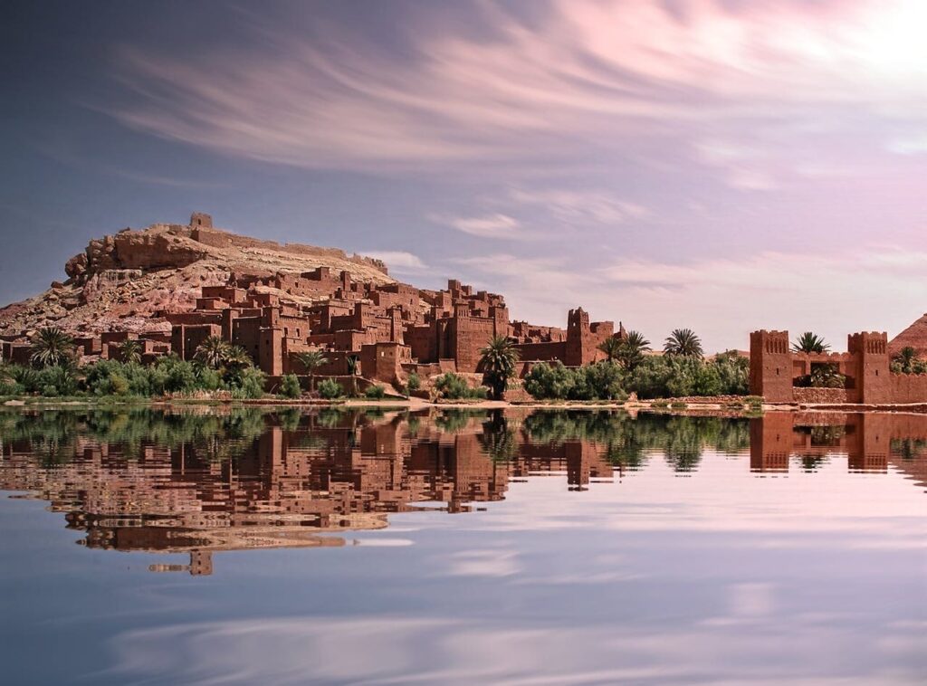 Ouarzazate city view with its iconic kasbahs and desert landscapes, known as the Hollywood of Morocco.